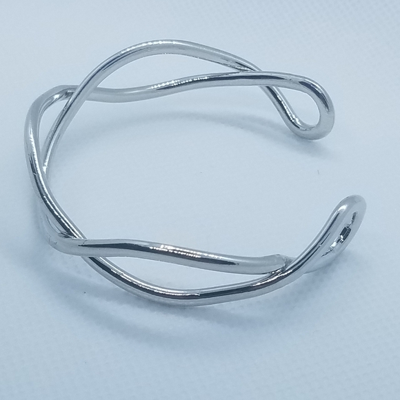 3/$10 Silver Metal Woven Style Bracelet Slip On - Picture 3 of 5